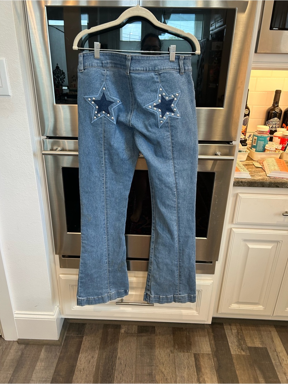 Forever 21 x Frankie & the studs  Wide-Leg flare Jeans with Stars size XL GUC